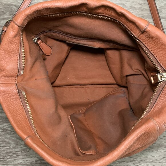 Womens Coach Isabelle Brown Pebbled Leather Shoulder Zip Bag Purse F34511 - Picture 5 of 12